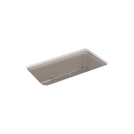 Kohler 33-1/2x18-5/16x10-1/8 Neoroc Undermnt Sgl-Bowl Kitchen Sink W/ Rack 8206-CM3